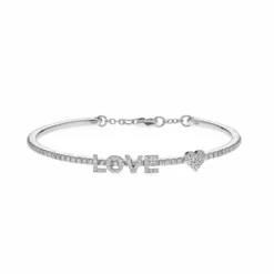 Jewels Aficionado White Gold Diamond 'Love' Bracelet