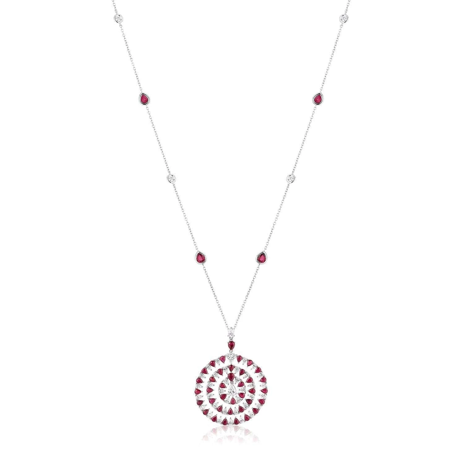 Jewels Aficionado White Gold Diamond And Ruby Pendant 3 Jewels Aficionado White Gold Diamond And Ruby Pendant - Image 3
