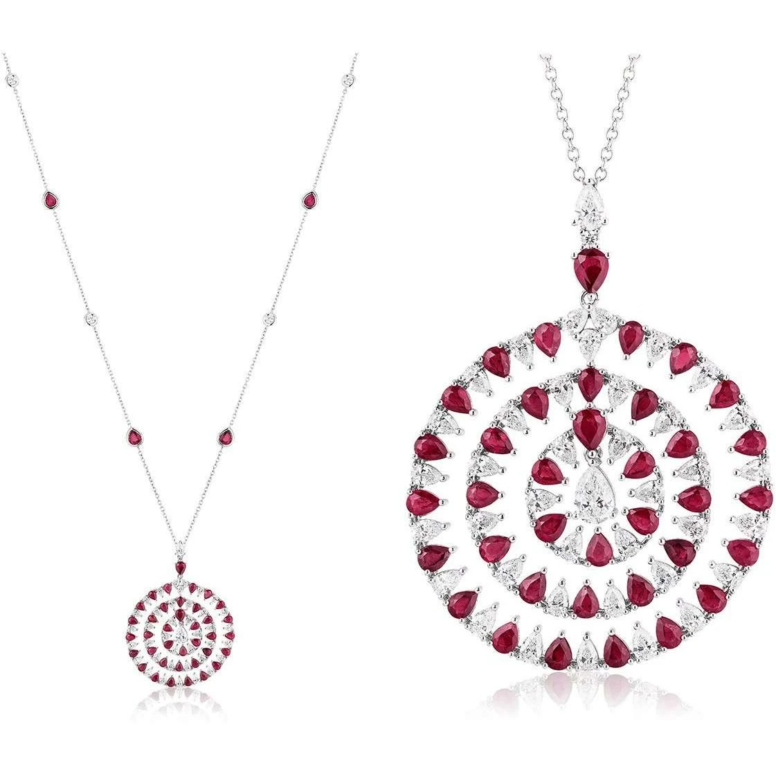 Jewels Aficionado White Gold Diamond And Ruby Pendant 4 Jewels Aficionado White Gold Diamond And Ruby Pendant - Image 4