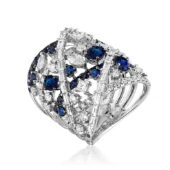 Jewels Aficionado White Gold Diamond And Sapphire Stacked Ring -Horaluxis Sales Store white gold diamond sapphire ring wrist aficionado 40431653847284