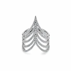 Jewels Aficionado White Gold Diamond Set Chevron Ring