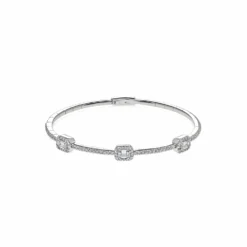 Jewels Aficionado White Gold Emerald Cut Diamond Bangle