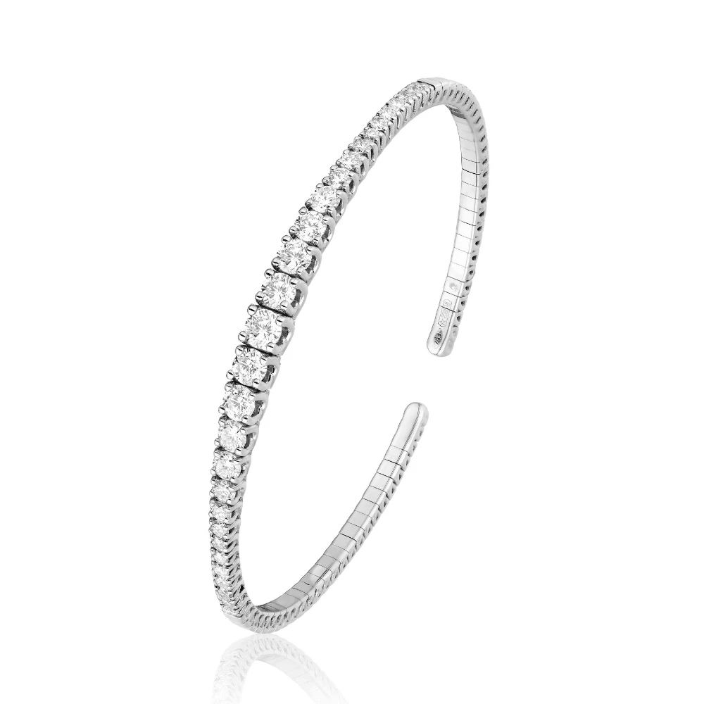 Jewels Aficionado White Gold Graduated Diamond Cuff 1 Jewels Aficionado White Gold Graduated Diamond Cuff