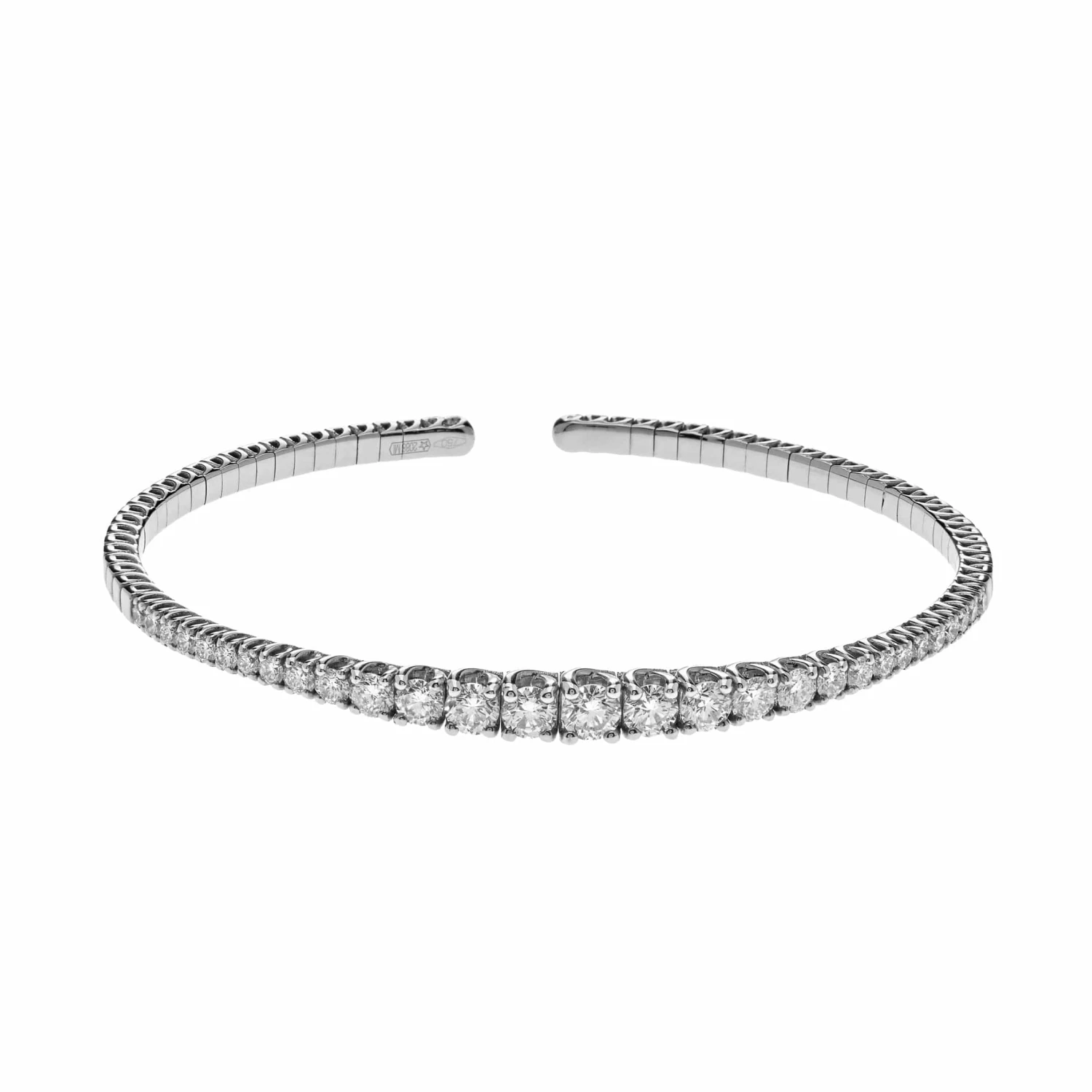 Jewels Aficionado White Gold Graduated Diamond Cuff 2 Jewels Aficionado White Gold Graduated Diamond Cuff - Image 2