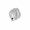 Jewels Aficionado White Gold Invisible Set Baguette Layered Cocktail Ring