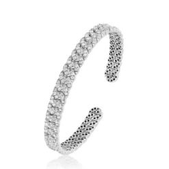 Jewels Aficionado White Gold Pavé Diamond Cuban Link Cuff