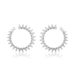 Jewels Aficionado White Gold Pear Shape Diamond Circle Stud Earrings -Horaluxis Sales Store white gold pear shape diamond circle stud earrings wrist aficionado 40271770517748