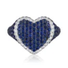 Jewels Aficionado White Gold Blue Sapphire And Diamond Heart Ring
