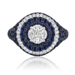 Jewels Aficionado White Gold Blue Sapphire And Diamond Ring II
