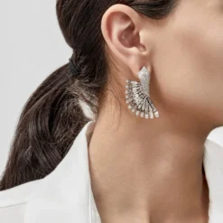 Jewels Aficionado Winged Diamond Earrings -Horaluxis Sales Store winged diamond earrings wrist aficionado 40998610632948