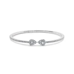 Jewels Aficionado White Diamond Flexible Cuff Bracelet In White Gold