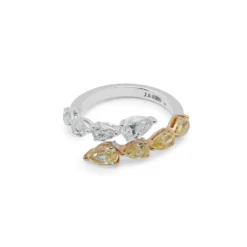 Jewels Aficionado Yellow And White Diamond Bypass Ring