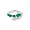 Jewels Aficionado Diamond And Emerald Bypass Ring