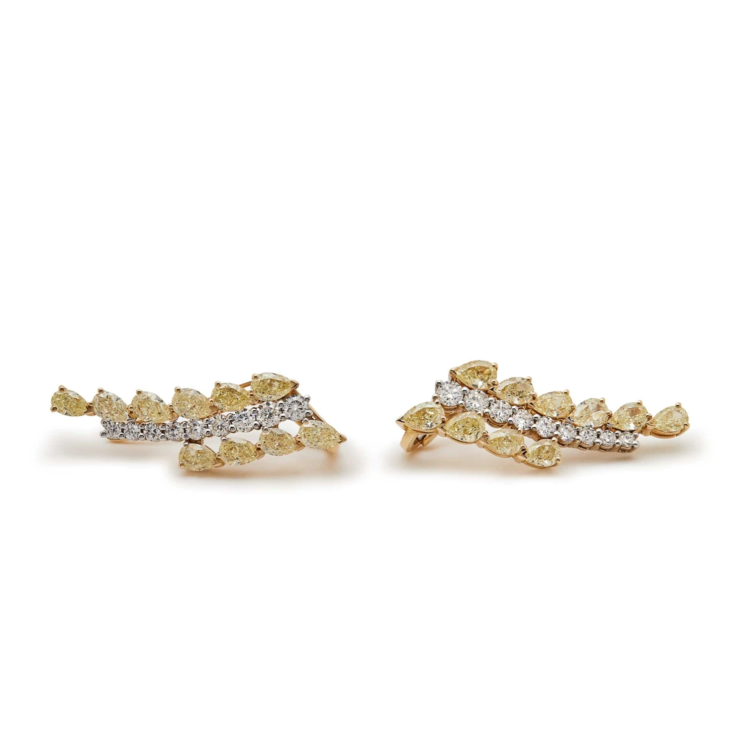 Jewels Aficionado Yellow And White Diamond Ear Climbers 1 Jewels Aficionado Yellow And White Diamond Ear Climbers