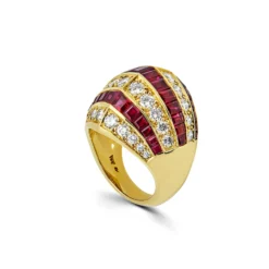 Jewels Aficionado Yellow Gold Channel Set Ruby And Diamond Fashion Ring