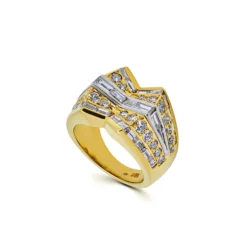 Jewels Aficionado Yellow And White Gold Diamond Vintage "Bowtie" Ring